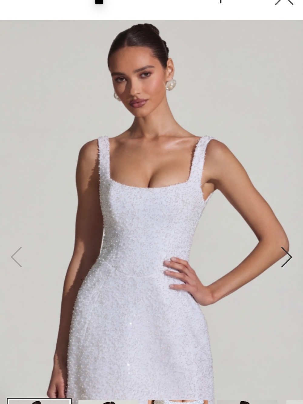 Oh Polly White Beaded Square-Neck Wedding Dress